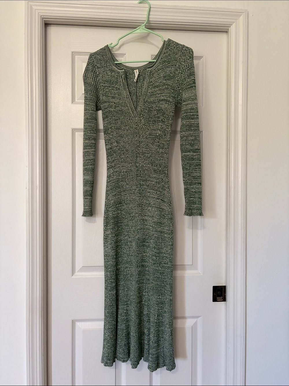 Anthropologie Rib-Knit Long Sleeve Dress in Sage Green
